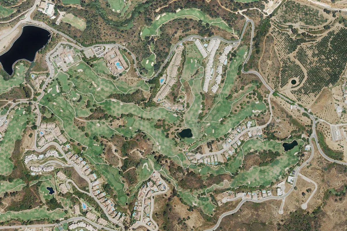 Aerial view of the golf course Campo Asia