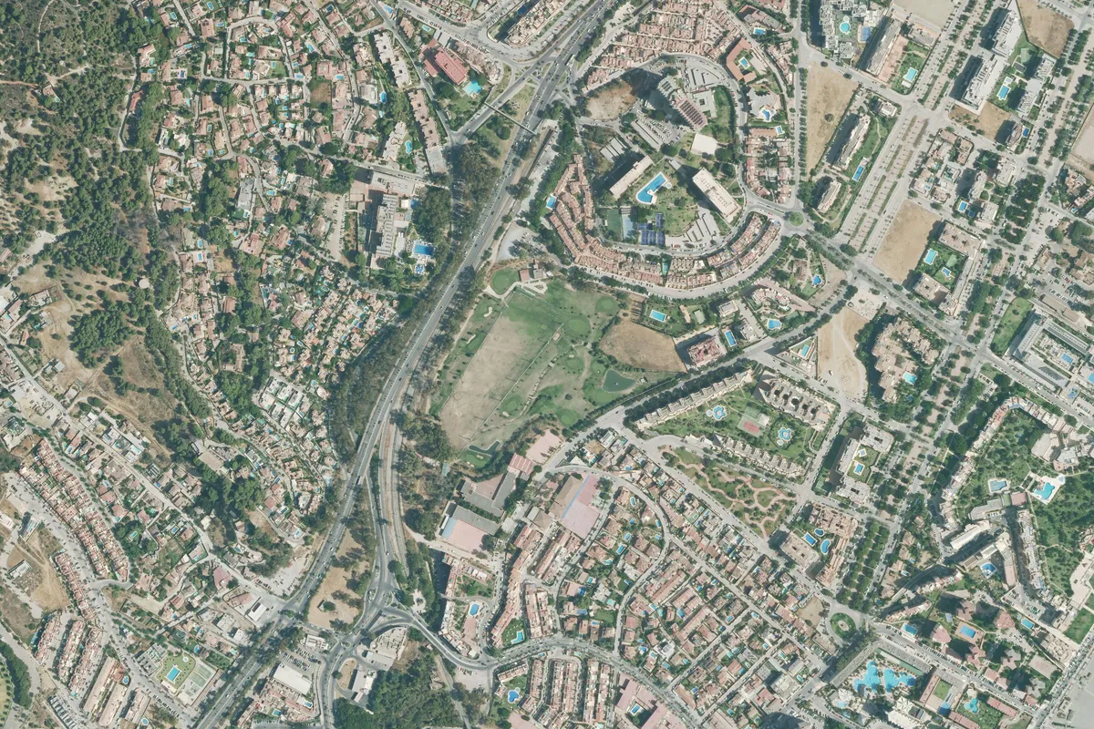 Aerial view of the golf course Campo de Golf Miguel Ángel Jiménez