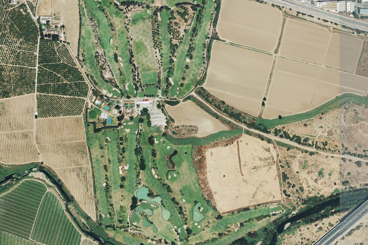 Flygvy över golfbanan Club de Golf de Guadalhorce