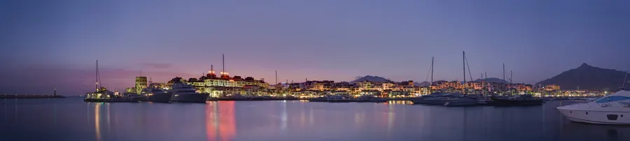 Aerial view of the Sotogrande marina and golf courses